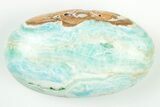 Polished Blue Caribbean Calcite Palm Stone #187860-1